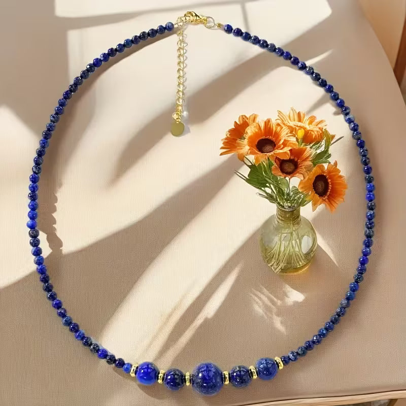 Natural Lapis Lazuli Beaded Necklace